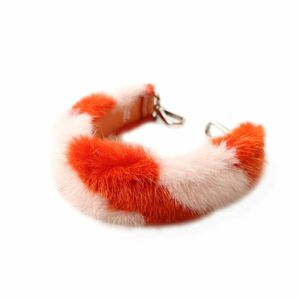  ultimate beautiful goods *FENDI Fendi fur Mini strap You bag strap | Short shoulder strap orange × pink Italy made 