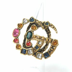  superior article * Gucci GGma-monto rhinestone attaching ring | ring lady's Gold × multicolor XS(9 number ) Italy made gorgeous *