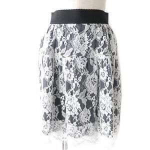 未使用品★正規品 定価109000円 DOLCE&GABBANA ドルチェ＆ガッバーナ I4B22W 花柄レース フレアスカート ホワイト×ブラック 40 タグ付