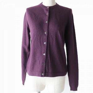  beautiful goods * regular goods HERMES Hermes Margiela period cashmere 100% Serie button attaching knitted cardigan lady's purple SM Scotland made 