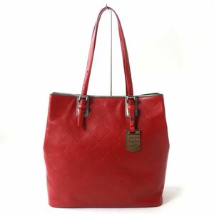  прекрасный товар *LONGCHAMP Long Champ LMkyui-ru сумка * очарование имеется Logo печать кожа большая сумка красный красный Франция производства женский 