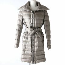 良品☆正規品 Weekend Max Mara ウィークエンド マックスマーラ URBAN ZIP UP ベルト2本付き ロング丈 ダウンコート グレージュ 42_画像1