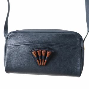 美品◎フランス製 HERMES エルメス ゴルフティー フィヨルド レザー ショルダーバッグ ネイビー 紺 保管袋付き 〇O刻印 レディース