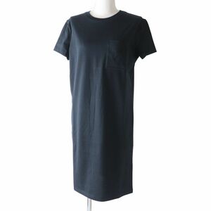  unused goods * regular goods France made HERMES Hermes 21SS cloche to embroidery with pocket short sleeves T-shirt One-piece | dress black 36 pretty!