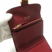 美品◎ベルギー製 DELVAUX デルボー Brilliant ブリヨン コンパクト ウォレット／財布 Rodeo ロデオカーフ バーガンディー 箱・保管袋付_画像8