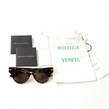 未使用品◎日本製 BOTTEGA VENETA ボッテガヴェネタ BV 1004S キャットアイ サングラス／アイウェア ブラウン系 マーブル 47口22-145 袋_画像2