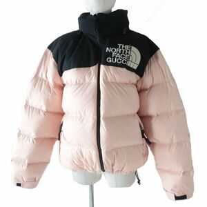 美品◎正規品 GUCCI×THE NORTH FACE グッチ×ノースフェイス 22SS 663733 Padded Jacket ダウンジャケット ユニセックス ピンク×黒 M