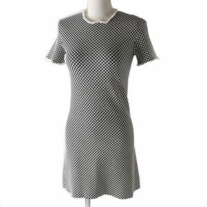  ultimate beautiful goods * regular goods Italy made LOUIS VUITTON Louis Vuitton 22SS micro Damier Mini dress | short sleeves One-piece black × white XS