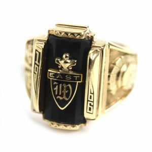  superior article V Justin zAURORA HIGH TROJANS 1999 Vintage 10K college ring / ring Gold × black 20 number corresponding men's gross weight 9.3g sack attaching 