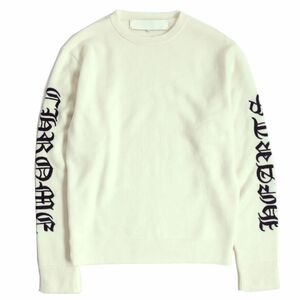  beautiful goods ^ regular goods Chrome Hearts Chrome Hearts cashmere 100% arm with logo embroidery crew neck knitted tops / sweater white S men's 