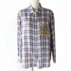 美品△正規品 BURBERRY バーバリー 8016900 ペールブルー ペイトン ヴィンテージ チェック 長袖 シャツ ノバチェック レディース 40