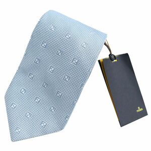  unused goods ^ Italy made FENDI Fendi Zucca pattern × total pattern silk 100% necktie | regular Thai light blue men's business * tag attaching 