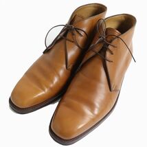 良品△Enzo Bonafe エンツォ ボナフェ Chukka boots 3アイレット レザー チャッカブーツ メンズ 7 キャメル（ブラウン系）人気◎_画像1