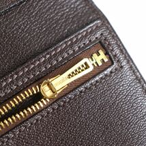 美品▼HERMES エルメス ベアン クラシック アリゲーター クロコダイルレザー 2つ折り長財布 ブラウン ゴールド金具 仏製 □G刻印 箱付き_画像8