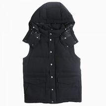 良品△正規品 ユニフォームエクスペリメント UE-178022 HOODED DOWN VEST 裏地星柄 フード付 ダブルジップ ダウンベスト ブラック 1 メンズ_画像1