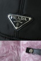 未使用品◇PRADA プラダ 19AW 1HC180 三角ロゴプレート トライアングルロゴプレート フライトキャップ ブラック×ピンク系 レディース S_画像9