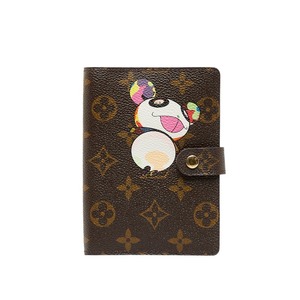 ルイ ヴィトン モノグラム アジェンダPM ×村上隆 手帳カバー R20011 ブラウン PVC レザー レディース LOUIS VUITTON 【中古】