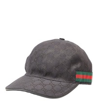 グッチ オリジナルGGキャンバス シェリーライン キャップ ベースボールキャップ 200035 ブラック キャンバス レディース GUCCI 【中古】_画像2