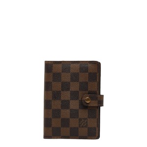 ルイ ヴィトン ダミエ アジェンダPM 6穴 手帳カバー R20700 ブラウン PVC レザー レディース LOUIS VUITTON 【中古】