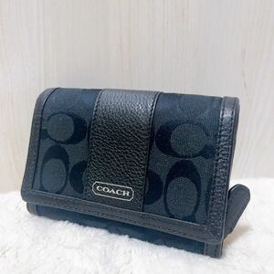 COACH コーチ シグネチャー 財布 折り財布 カードケース 小銭入れ ブラック 黒