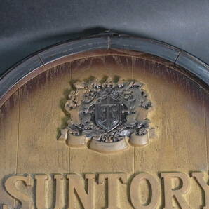 (B484) 当時物 希少 SUNTORY 木製 看板 非売品 サントリー 樽 蓋 ウィスキー ロゴ 宣伝 アンティーク ヴィンテージの画像3