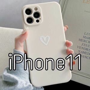 iPhoneケース ハート 手書き シンプル ホワイト iPhone11