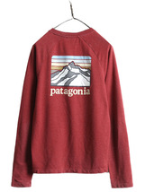 19年製 パタゴニア プリント ライトウェイト スウェット メンズ S 古着 Patagonia ライン ロゴ リッジ トレーナー ロンT 薄手 クルーネック_画像1