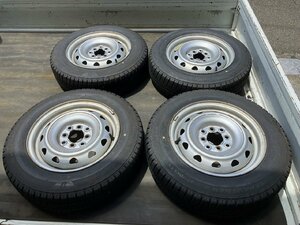 新S管理72945 マーチ K13 外し】★14インチ 165/70R14 深溝 スタッドレスタイヤ付き4本 スチール ホイール 5J PCD100/114.3マルチ 4H★