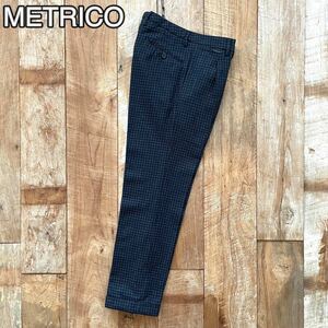 【新品同様】METRICO メトリコ チェック柄 ウール スラックス パンツ 42 ネイビー BEAMSF取扱