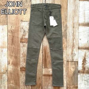 【新品未使用タグ付き】JOHN ELLIOTT ジョンエリオット 刺子 刺繍 スキニー デニム パンツ 29 カーキ 定価60000円位 RHC RONHERMAN購入