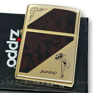 zippo☆大理石柄ブラウン☆ゴールド☆ウインディ☆ジッポ ライター