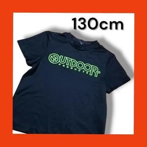 【古着】OUTDOOR アウトドア 半袖 Tシャツ 黒 キッズ 子供服 130㎝ ロゴTシャツ