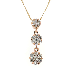 【名東】ネックレス ダイヤ 1.00ct K18PG/YG ピンクゴールド/イエローゴールド 45cm ジュエリー 高級 仕上げ済