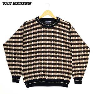 VAN HEUSEN ACRYLIC Sweater MEDIUM SWT2350 1990s ヴァンヒューゼン アクリルニット セーター 総柄 1990年代