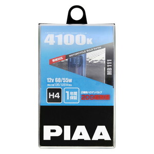 PIAA バイク用ヘッドライトバルブ ハロゲン 4100K 明るさ感135/125W H4 高耐震性能20G 1個入 MB111