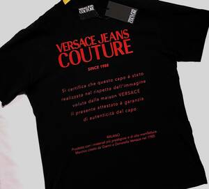★美品★VERSACE JEANS COUTURE ヴェルサーチ ジーンズクチュール 半袖Tシャツ 黒★