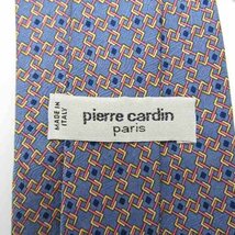 ピエールカルダン ブランドネクタイ ロゴ パネル柄 チェック柄 シルク イタリア製 メンズ ブルー Pierre Cardin_画像4