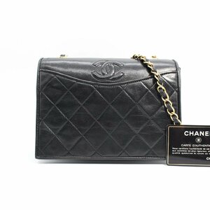 ヤフオク特価 O65 美品 シャネル CHANEL ミニマトラッセ フルフラップ シングルチェーンショルダーバッグ 黒 斜め掛け 中古