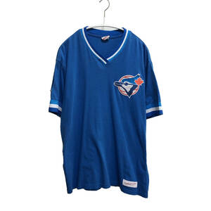 USA 古着 半袖 Tシャツ Mitchell & Ness ブルー 青 メンズM MLB ブルージェイズ ベースボール 古着卸 激安 BA1267