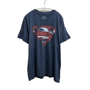 【980円スタート】USA 古着 半袖 Tシャツ Superman ネイビー 紺 メンズL スーパーマン DCコミックス アメコミ ロゴT 古着卸 BA1273