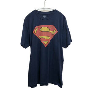USA 古着 半袖 Tシャツ SUPERMAN ネイビー 紺 メンズL スーパーマン DCコミックス アメコミ ロゴT 古着卸 激安 BA1276