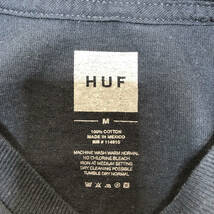 【980円スタート】USA 古着 半袖 Tシャツ HUF ネイビー 紺 メンズMサイズ ハフ スケート ストリート バックプリント 古着卸 激安 BA1280_画像7