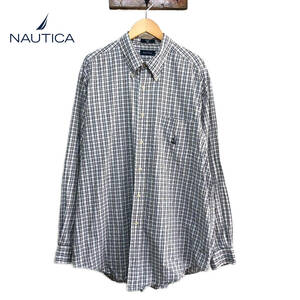 【980円スタート】USA 古着 ノーティカ コットン 長袖シャツ BDシャツ チェック メンズXL相当 NAUTICA ボタンダウン オーバーサイズ BG0101