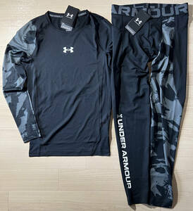 UNDER ARMOUR■アンダーアーマー〔XXL〕UA HEATGEAR コンプレッション ノベルティロングスリーブシャツ レギンス 上下 セット 23'モデル 