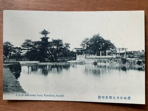 FF-7155 ■送料込■ 香川県 讃岐 金刀比羅 高灯籠 灯籠 鳥居 扁額 神社 寺 宗教 風景 景色 建物 戦前 絵葉書 郵便 写真 古写真/くNAら