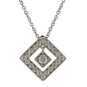  Tiffany TIFFANY&Co. open square necklace Pt950 platinum diamond lady's used beautiful goods 