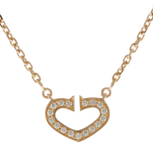  Cartier CARTIER C Heart diamond necklace 18 gold K18 pink gold diamond lady's used beautiful goods 