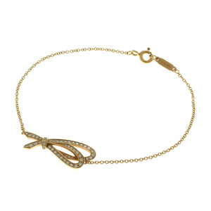  Tiffany TIFFANY&Co. bow large bracele 18 gold K18 pink gold diamond lady's used beautiful goods 