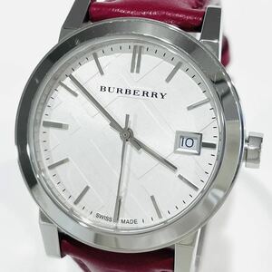 良品 BURBERRY バーバリー CITY シティ レディース ウォッチ BU9129 クォーツ 腕時計 ホワイト文字盤 チェック柄 箱付き 送料無料