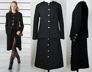 20AW CHANEL Chanel черный твид ska LAP жакет 40 юбка 38 здесь Mark золотой кнопка black tweed jacket skirt b7247